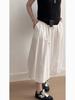 Johnature Japanese Casual Puffy Bud Skirt Women Summer Elastic Waist Solid Color Simple Loose Pockets Women Skirts