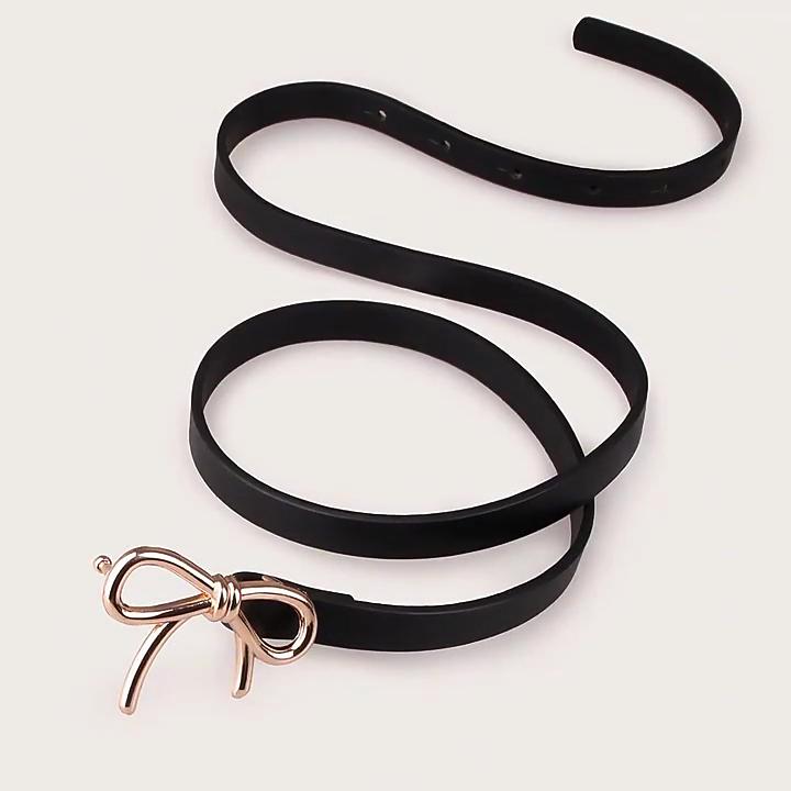 Womens Elegant Butterfly Design Skinny Faux Leather Belt For Spring