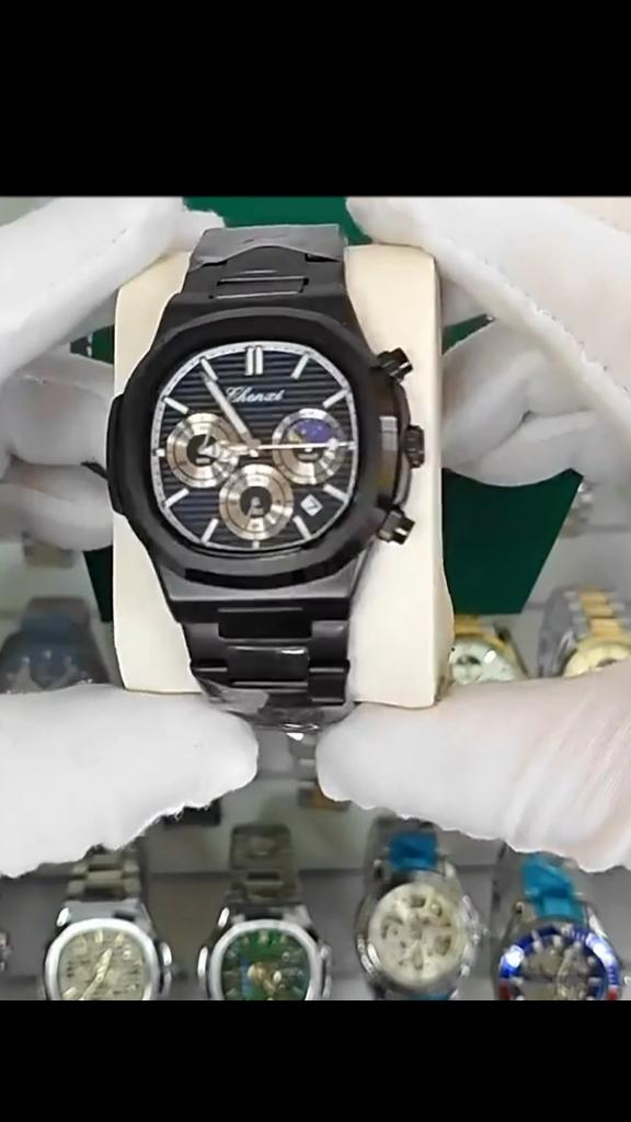 Luxury Watch Men Business Fashion Waterproof Stainless Steel Chronograph Moon Phase Quartz Wristwatch Male Clock