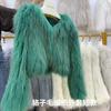 Real Raccoon Fur Braided Jacket Short Length 40cm Double-sided Encryption Slim Young Winter Tops Women's Coat