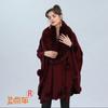 3 Colors Big Pendulum Thick Shawl Coat Winter Faux Fur Collar Cardigan Poncho Capes Warm Women Bottom Ball Loose Outstreet Wear