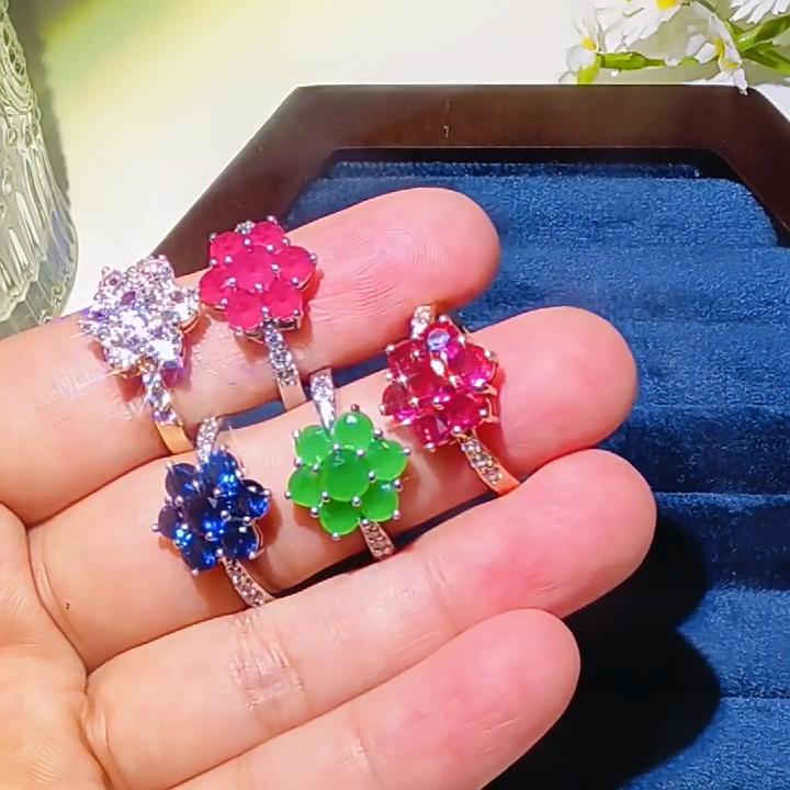 Crossborder Fashion Jewelry Ring With Colorful Zirconia And Gold Plating For Women