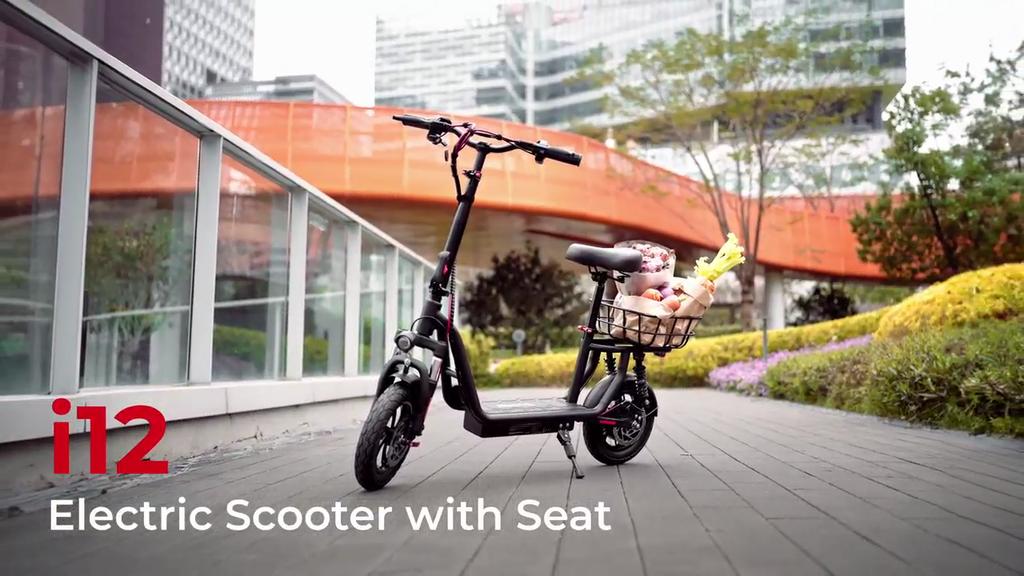 iScooter I12 City Pendler Elektroroller 500W Motor 36V7.5Ah Batterie 12 Zoll Straßenreifen E-Scooter Outdoor Fahren EScooter Mit Heckkorb