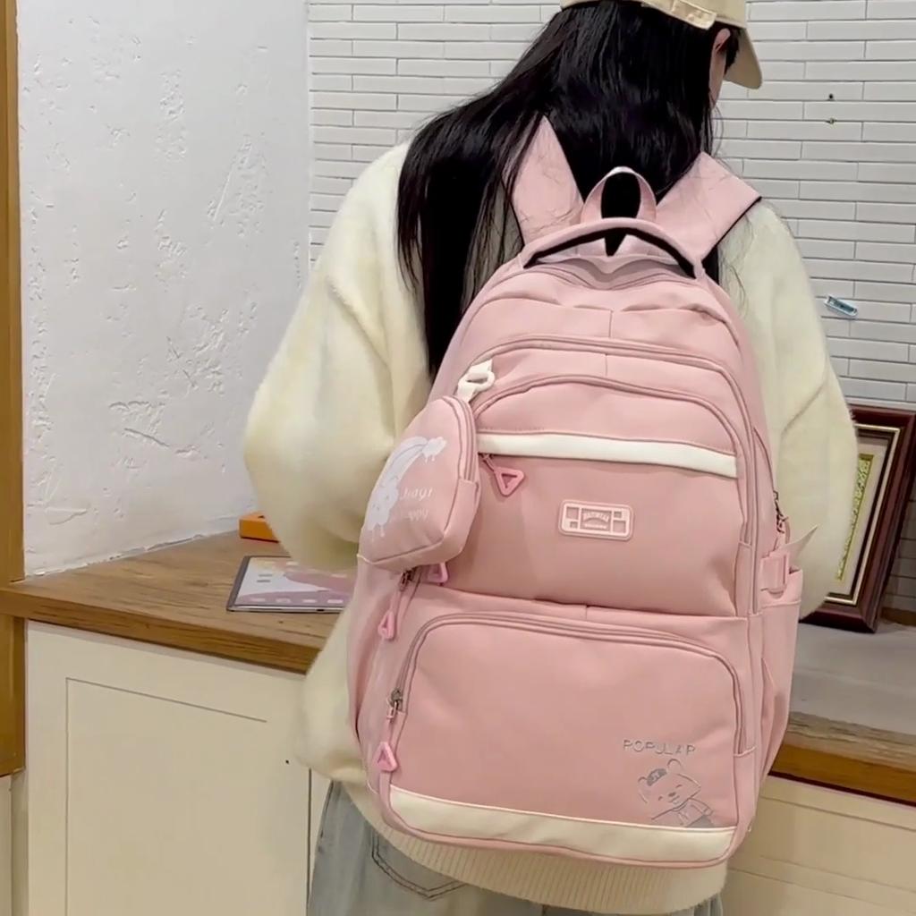 Women Cartoon Backpack Student School Bag Large Capacity Backpack with Coin Purse