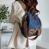 Vintage Color Block Backpack Ethnic Embroidery Shoulder Bag Large Capacity Backpack