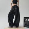 Spring American Letter Embroidered Cargo Pants With Wrinkle Effect For Teenagers