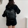 Women's PU Backpack with Patchwork Design Large Capacity Shoulder Bag for Daily Travel