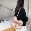 Yogodlns Women's Large Capacity Furry Tote Bag Commute Shoulder Bag Underarm Bag Soft Material Easy To Clean Vertical Square