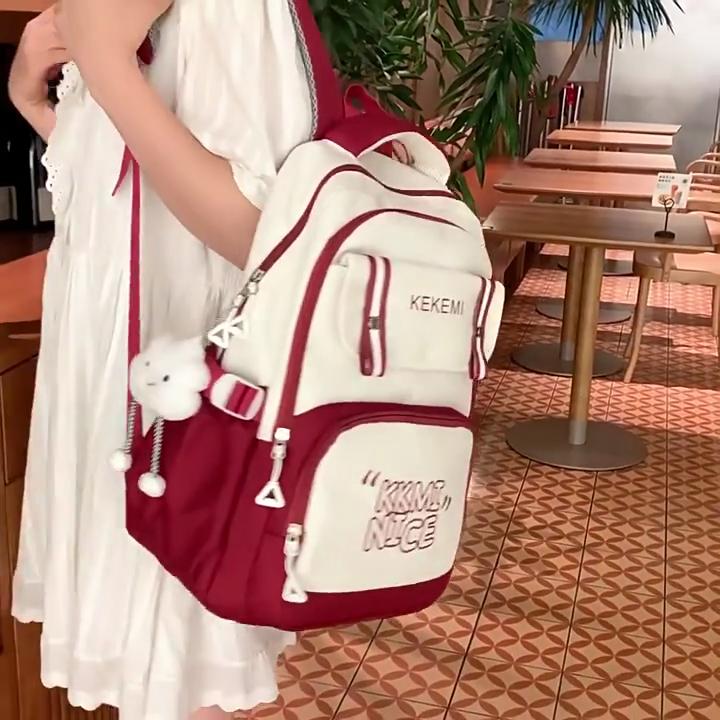 Schoolbag Women's Casual Large-capacity Durable Backpack All-match Fashion Letter Printing Lightweight Backpack