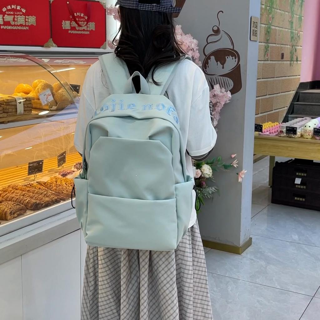 Student Schoolbag Women's Large Capacity Solid Color Backpack