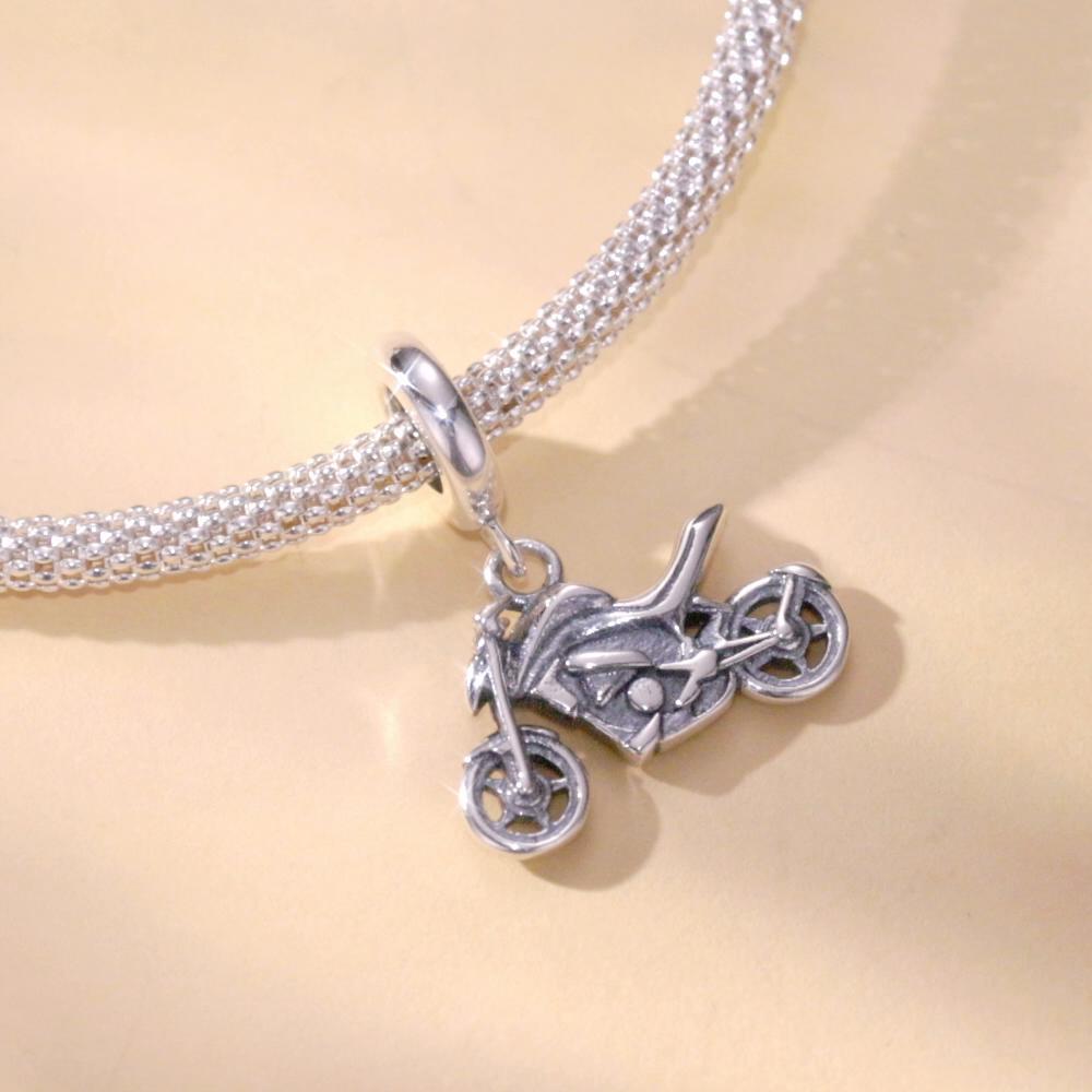 WOSTU Mărgele de farmec pentru motociclete autentice din argint sterling 925 pentru brățară originală de 3 mm, bijuterii DIY