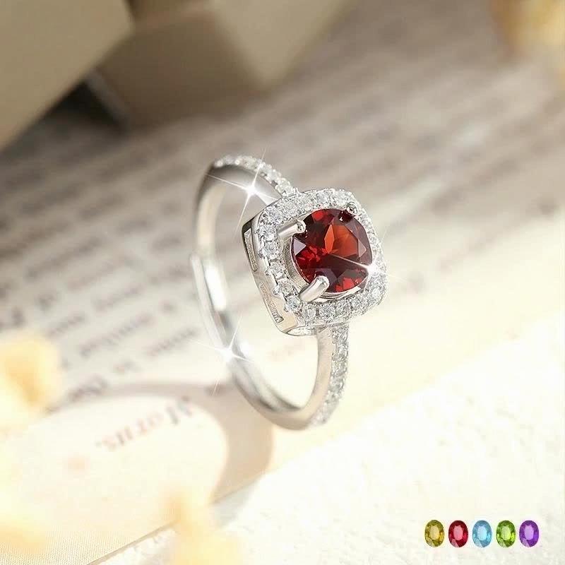 Natural Stone Jewelry S925 Sterling Silver Fashion Versatile Ice Flower Cut Crystal Ring Female Xiaohongshu Explosion