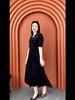 Women's Plus Size Printed Velvet Dress Autumn Loose V-neck A-line Long Casual Dress