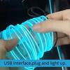 Car Interior LED EL Neon Strip USB Flexible Ambient Light, 3M/5M Optional DIY Atmosphere Lamp for Auto Interior Decoration