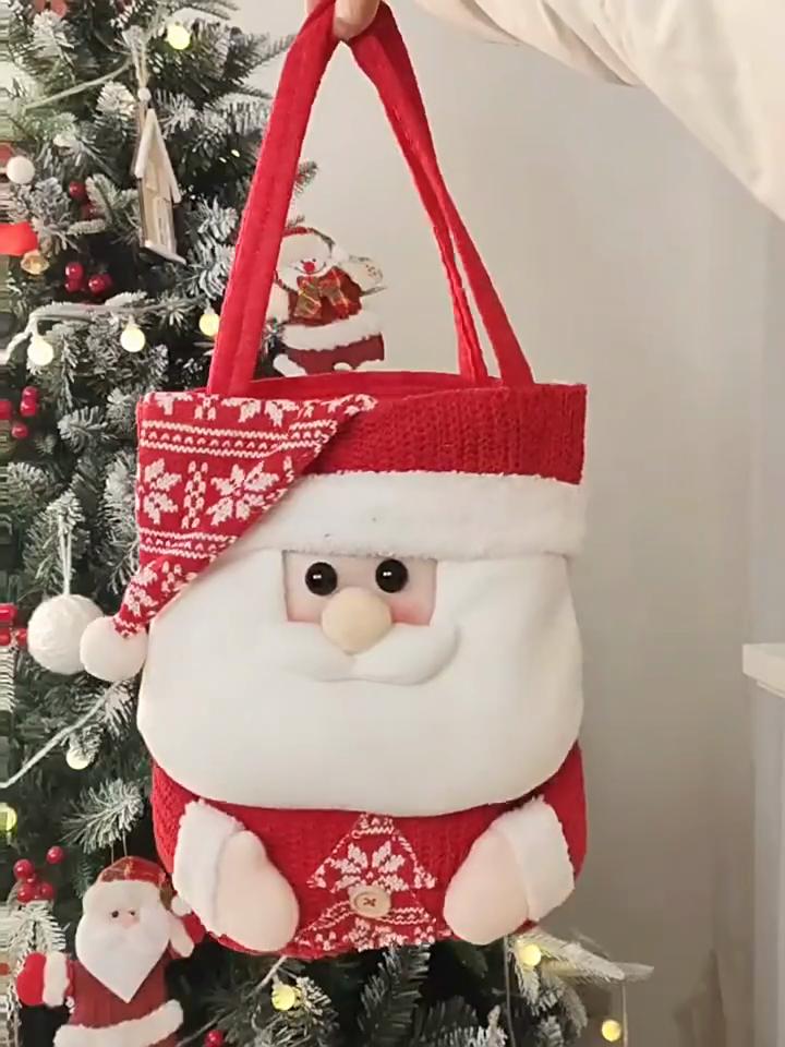 Small Reusable Christmas Bags for Gifts Mini Santa Christmas Treat Bags Christmas Party Bags with Handles Holiday Christmas Gift Pouch Xmas Festival