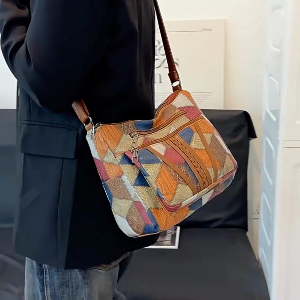 Yogodlns Women's Elegant Vintage Crossbody Bag Trendy HandBag Fashion Multi-pockets Shoulder Bag All-match Retro Crossbody Bag for Daily