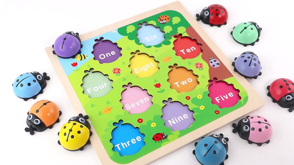 Wooden Number Ladybug Toy For Kids Educational Learning And Cognitive Development