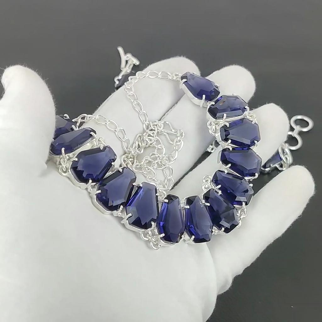 Amethyst Necklace & Bracelet Jewelry Set, Coffin Amethyst Gemstone 925 Sterling Silver Handmade Jewelry Unique Collection, Valentine's Day Gift