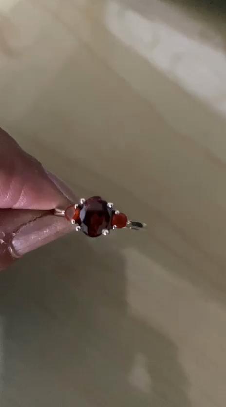 Garnet Birthstone Ring, 925 Sterling Silver, Gift For Her, Women Jewelry, Statement Ring