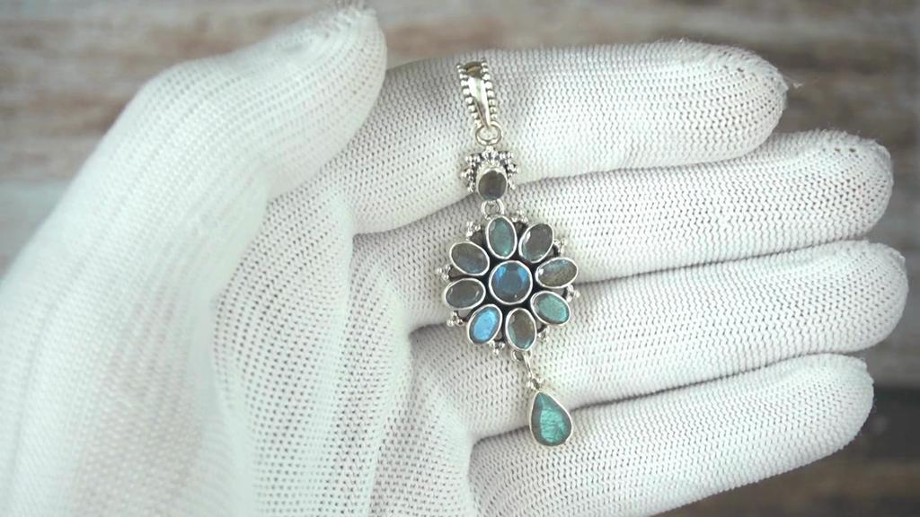 Labradorite dangle pendant 925 silver gemstone pendant for her