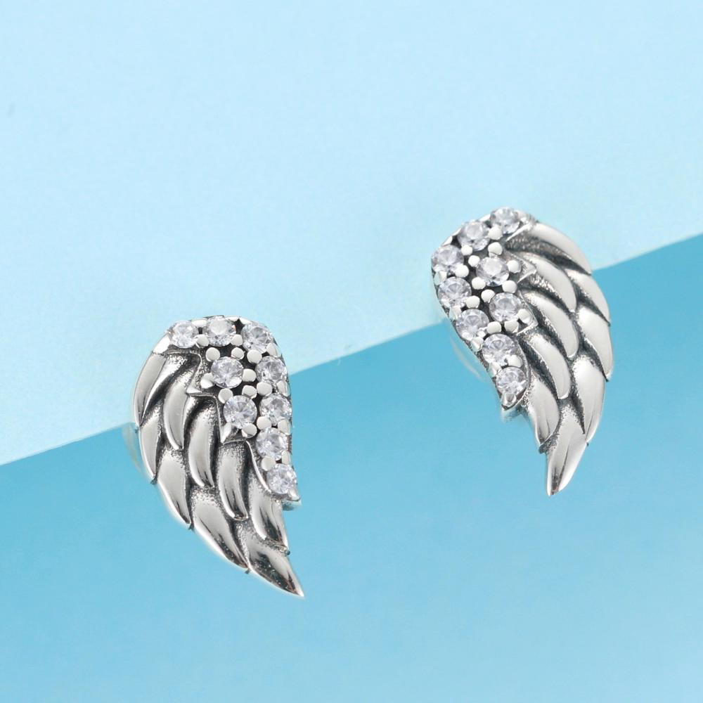 BAMOER Cercei tip cu aripi de epocă orbitori din argint 925 pentru femei Bijuterii fine