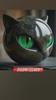 A Luxurious Purple Black Cat Sculpture Made of Stone Resin - an Elegant Volcanic Rock Effect Statue with Finely Sculpted Eyes and Ears.