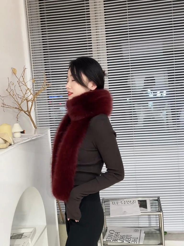 Double-sided Fluffy Lengthened Thickened Scarf Shawl Scarf High-end New Warm Imitation Fox Women's Scarf