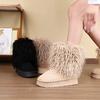 Autumn and Winter Long Haired Mid Length Boots with Thick Soles, Warm Home Cotton Shoes, Casual and Fashionable Snow Boots for Women