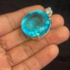 Pandantiv Topaz Albastru Natural Formă Rotundă 100 Certificat Argint Sterling 925 Pietre prețioase my-393-k