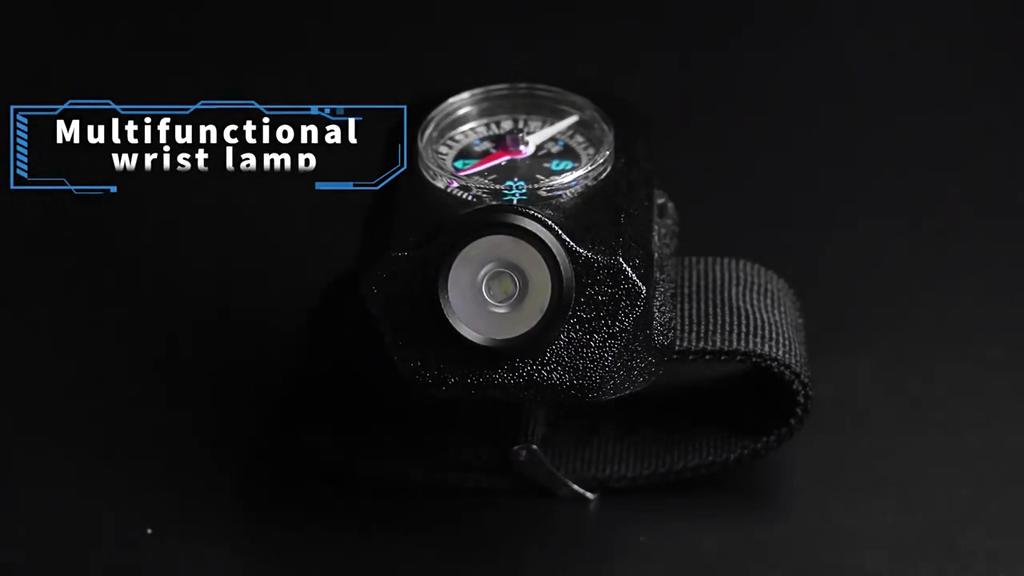 1000LM Wrist LED Light Wristwatch Flashlight with Compasses Rechargeable Waterproof Outdoor Camping Running Bracelet Flashlight