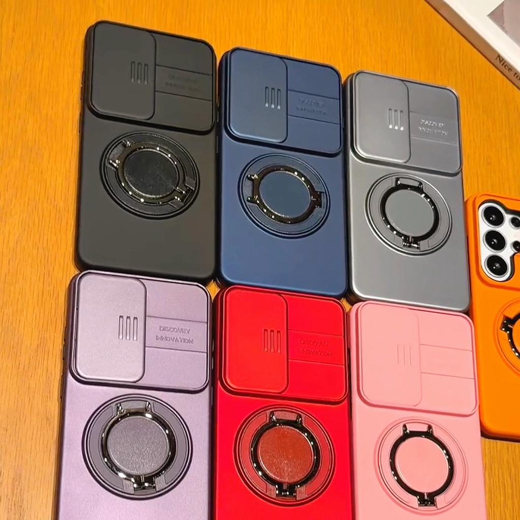 Slide Camera Lens Protector Case for Honor 600 Lite Phone Case Built-in 360° Rotatable Ring Kickstand