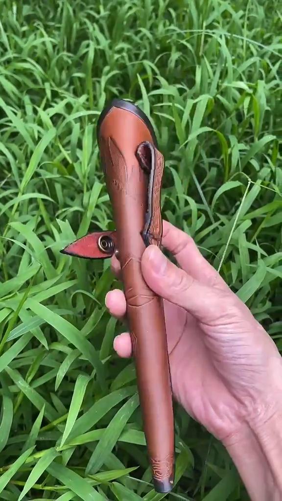 25.5cm Fixed Blade Knife Scabbard Embossed Cowhide Top Grain Leather Camping Knife Case Hunting Holsters with Belt Buckle