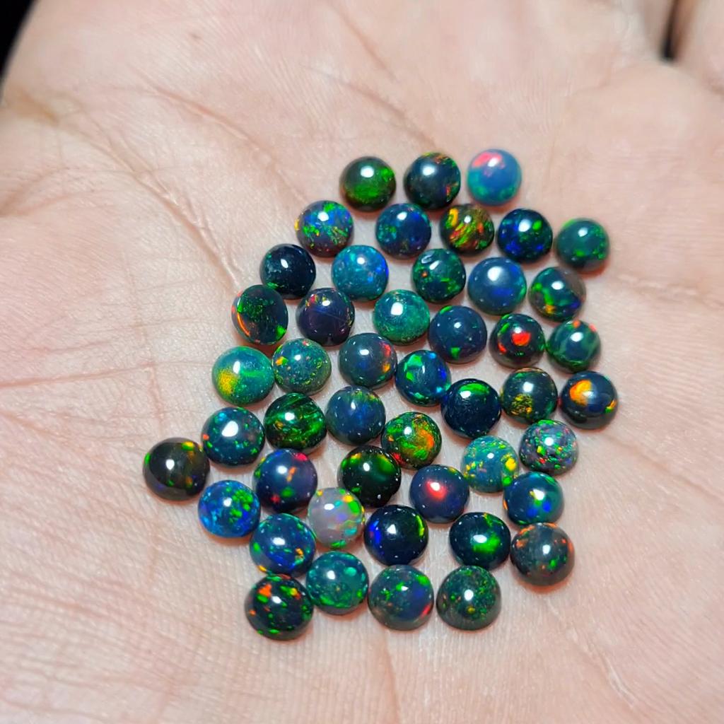 AAA Natural Black Opal Multi Flashy Cabochon Lot Ethiopian Opal Opal For Engagement Ring Natural Ethiopian Black Opal Cabochon Lot