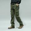 Pánské volné rovné kalhoty nadměrné velikosti, ležérní cargo dlouhé kalhoty s více kapsami, celoroční, čistá bavlna, střední pas, hluboký rozkrok, pro střední věk a seniory