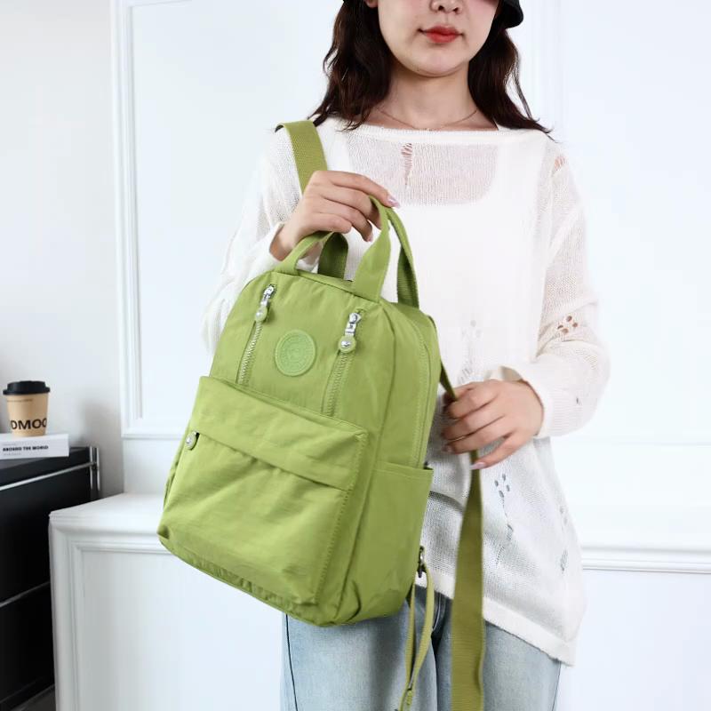 Mochila Feminina Cor Sólida Grande Capacidade Mochila de Nylon