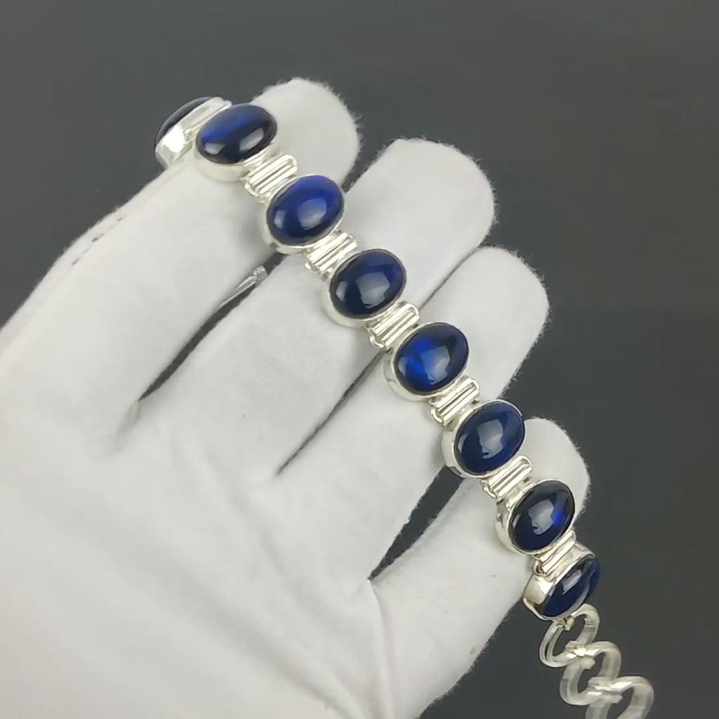 Brățară Labradorit Albastru Natural Brățară Argint Sterling 925 Brățară cu Lanț Ajustabil Brățară Boho Handmade Bijuterii cu Piatră Prețioasă Cadouri de Logodnă