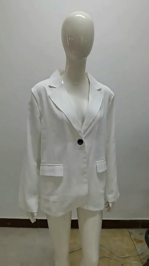 Høst og vinter Langermet Slim Fit Dressjakke Kvinner Elegant Halskrage Løse kåper Kvinner Casual Solid Plus Size Jakker Dameklær 25129
