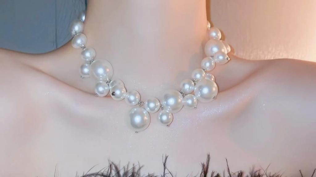 2023 Vintage French Pearl Necklace Clavicle Chain Bridal Wedding Accessory