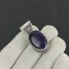 Natural Amethsyt Gemstone Silver Pendant in 925 Sterling Silver - Handmade Oval Design, Everyday Wear Jewelry Burthday Gift