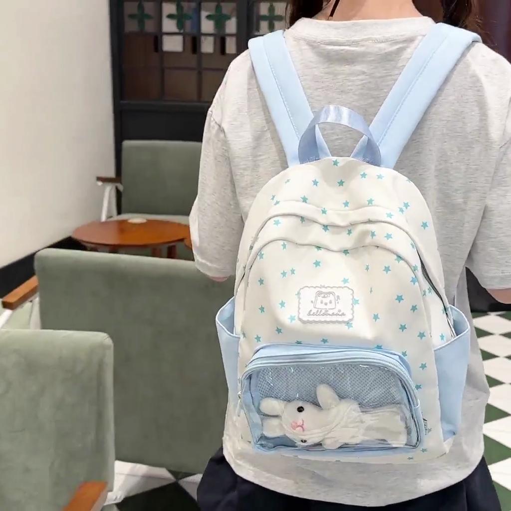 College Style Star Printed Schoolbag Women's Commuter Large Capacity Backpack