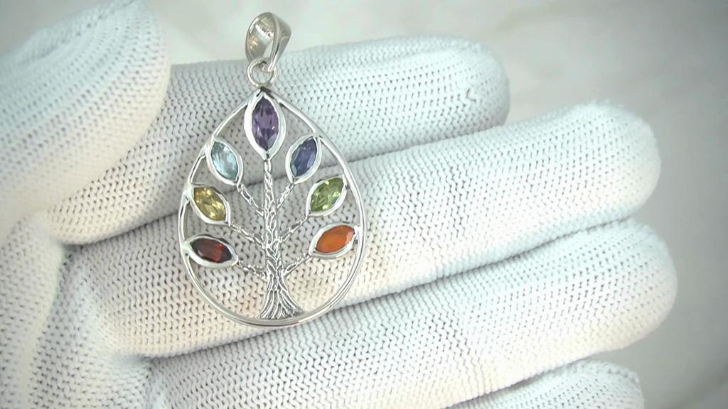 92.5 Silver Chakra Pendant for Her Zivori Multi Gemstone Pendant