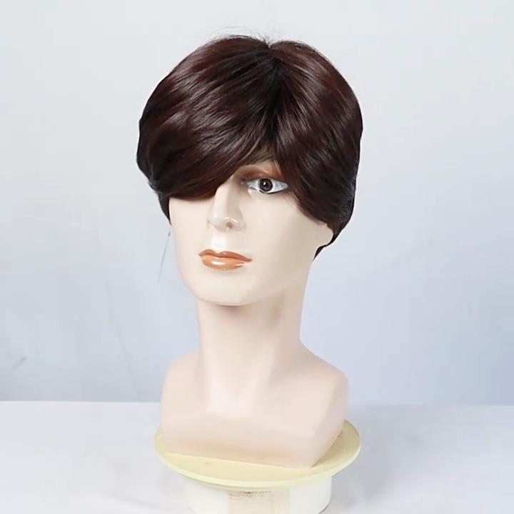 Herren Braune Seitenscheitel Kurze Gerade Perücke