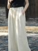 Johnature Women Vintage Wide Leg Pants Elastic Waist Solid Color Autumn Trouser Loose Women Casual Long Pants