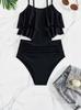 Women Ruffled Tankini Bikini Set Padded Top Swimming Suits High Waist Beachwear Swimsuits Swimwear 2XL Size Bikini Set 2026 New