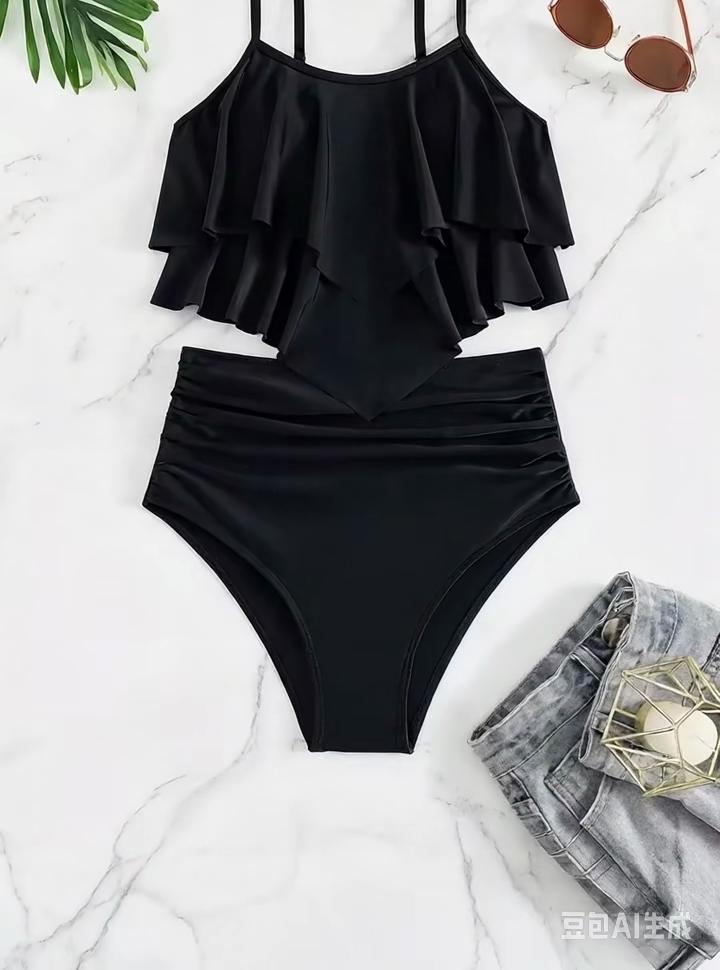 Women Ruffled Tankini Bikini Set Padded Top Swimming Suits High Waist Beachwear Swimsuits Swimwear 2XL Size Bikini Set 2026 New