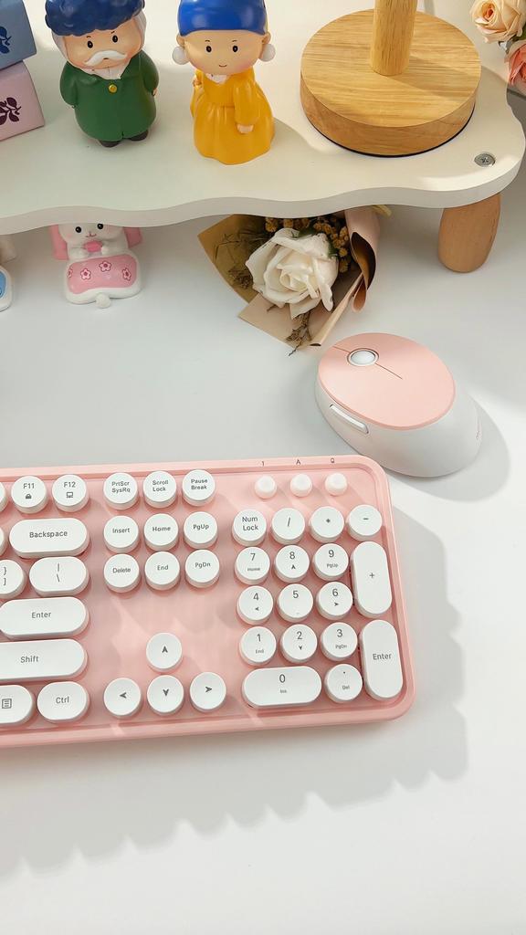 Mofii Беспроводная клавиатура Sweet 2.4G - набор с мышью: 104 круглых колпачка для клавиш, идеальных для офисных задач