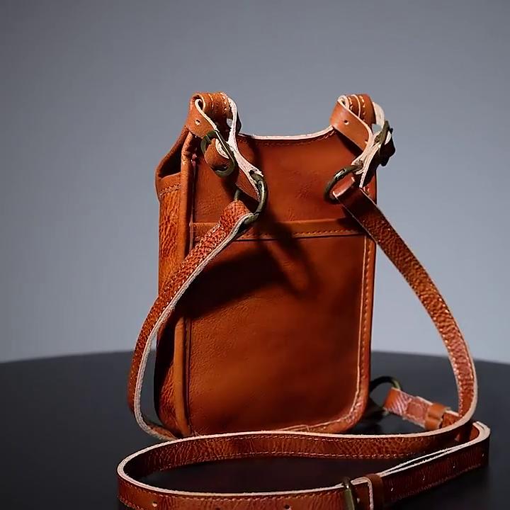 Johnature Kleine Damentasche aus echtem Leder, Vintage-Stil, einfarbig, für Mobiltelefone, Damen-Minitaschen, Schulter- und Umhängetaschen