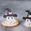 Haunted Resin Ghost Figurines - Halloween Witch Hat Decor with Mini Pumpkins for Party Tabletop Scenes