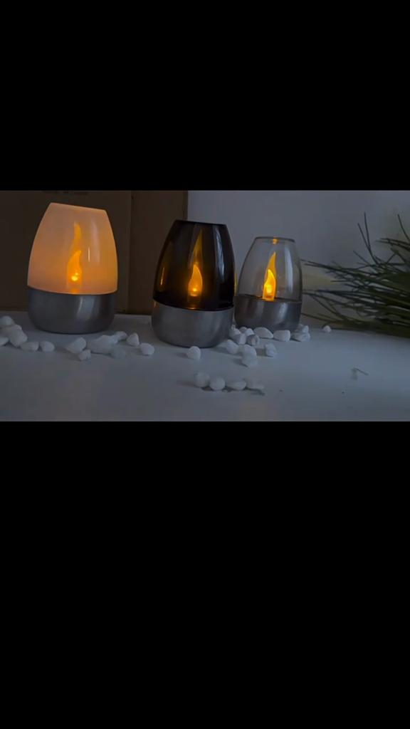 Solar Light Outdoor Garden Led Stainless Steel Candle Light Lawn Deck Night Light Landscape Garden Halloween Christmas Holiday Atmosphere Light