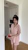 Summer Women Short Sleeve Top and Shorts 2 Piece Set Pajamas Female Thin Cotton Fashion Sleepwear Pink Plaid Cardigan Pyamas Set